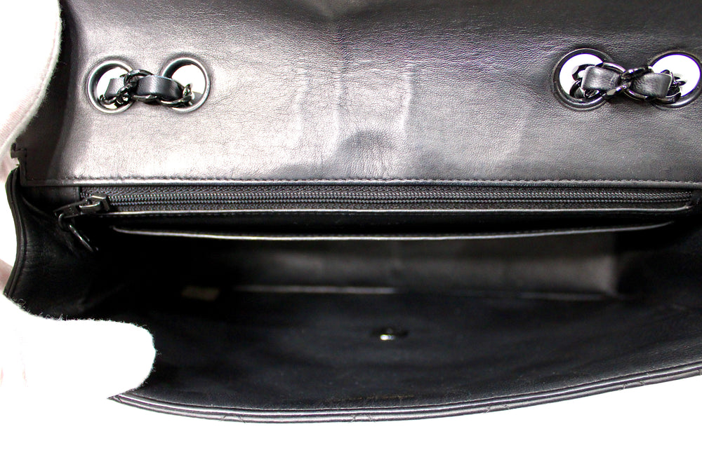 Chanel So Black Lambskin Single Flap Handbag circa 1990s