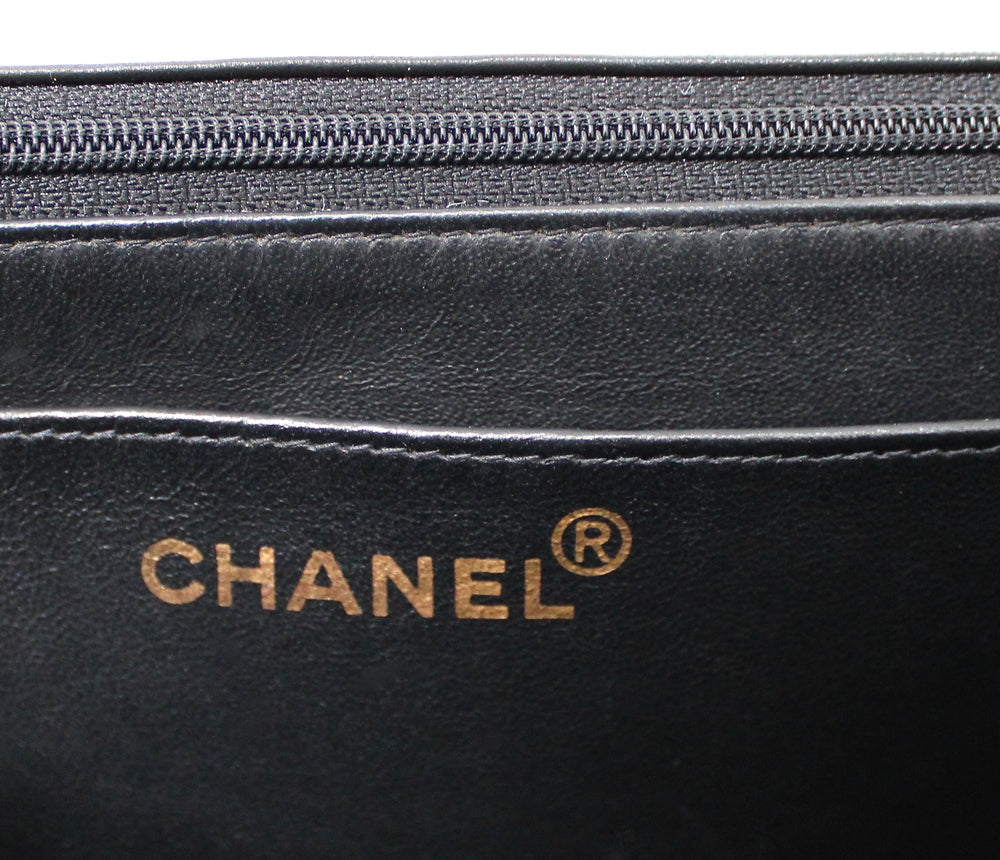 Chanel So Black Lambskin Single Flap Handbag circa 1990s