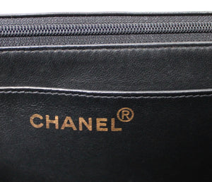 Chanel So Black Lambskin Single Flap Handbag circa 1990s