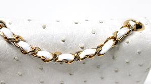 Chanel White Ostrich Leather Mini Flap Bag circa 1980s