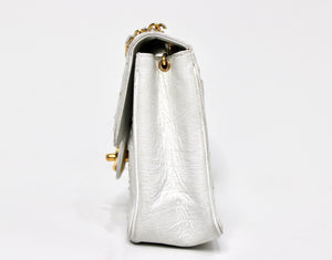 Chanel White Ostrich Leather Mini Flap Bag circa 1980s