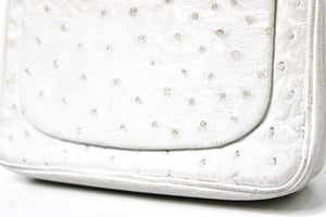 Chanel White Ostrich Leather Mini Flap Bag circa 1980s