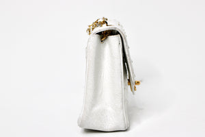 Chanel White Ostrich Leather Mini Flap Bag circa 1980s