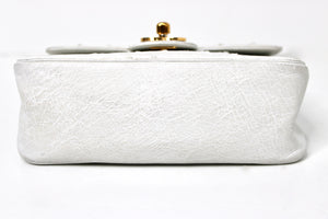 Chanel White Ostrich Leather Mini Flap Bag circa 1980s