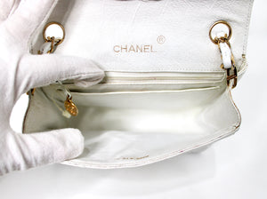 Chanel White Ostrich Leather Mini Flap Bag circa 1980s