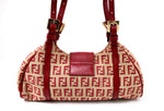 Fendi Red Canvas Zucchino Shoulder Bag circa Y2K