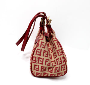 Fendi Red Canvas Zucchino Shoulder Bag circa Y2K