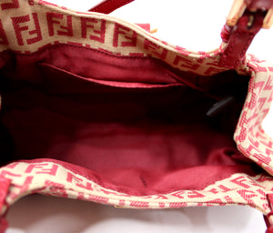 Fendi Red Canvas Zucchino Shoulder Bag circa Y2K