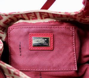 Fendi Red Canvas Zucchino Shoulder Bag circa Y2K