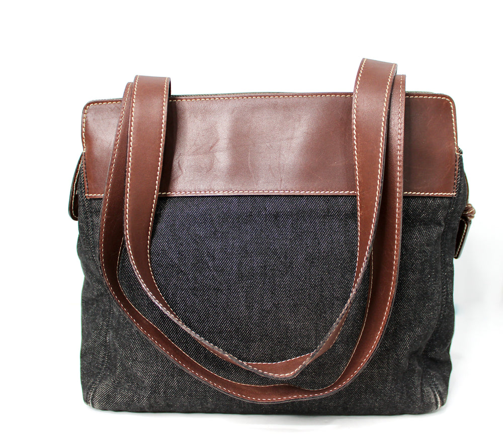 Chanel Black Denim Coco Mark Tote Bag circa Y2K
