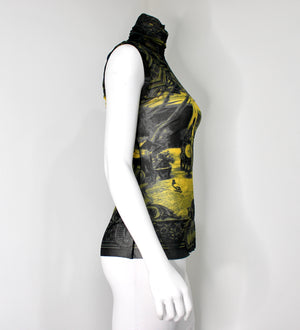 Jean Paul Gaultier Vintage Print Mesh Sleeveless Turtleneck Top Jean Paul Gaultier Vintage Print Mesh Sleeveless Turtleneck Top