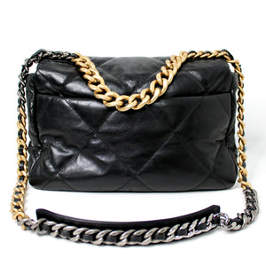 Chanel Large 19 Black Quilted Shiny Lambskin Handbag