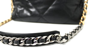 Chanel Large 19 Black Quilted Shiny Lambskin Handbag