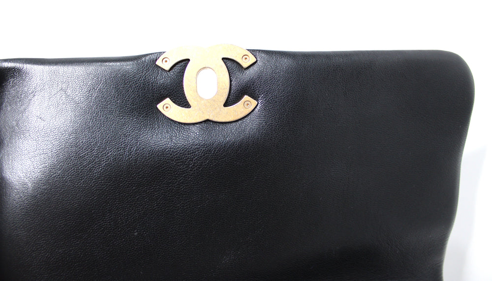 Chanel Large 19 Black Quilted Shiny Lambskin Handbag
