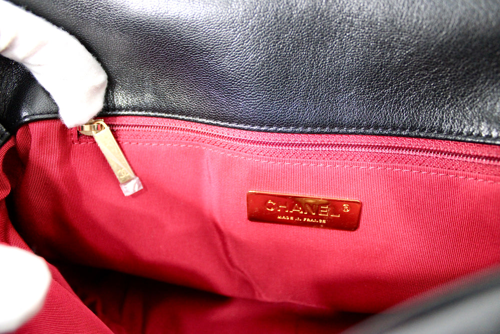 Chanel Large 19 Black Quilted Shiny Lambskin Handbag