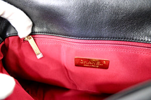 Chanel Large 19 Black Quilted Shiny Lambskin Handbag
