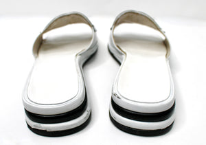 Chanel White & Black Coco Mark Leather Sandals circa 2000