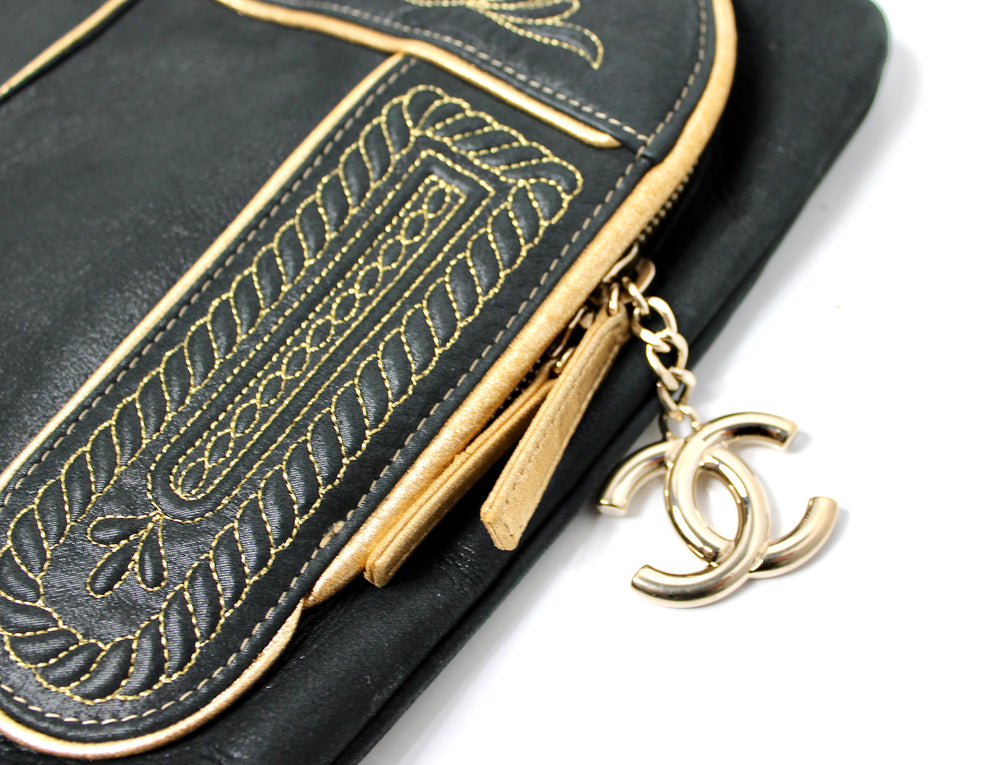 chanel leather backpack 2015 Chanel Paris-Salzburg Black Iridescent & Gold Hunting Backpack 2015