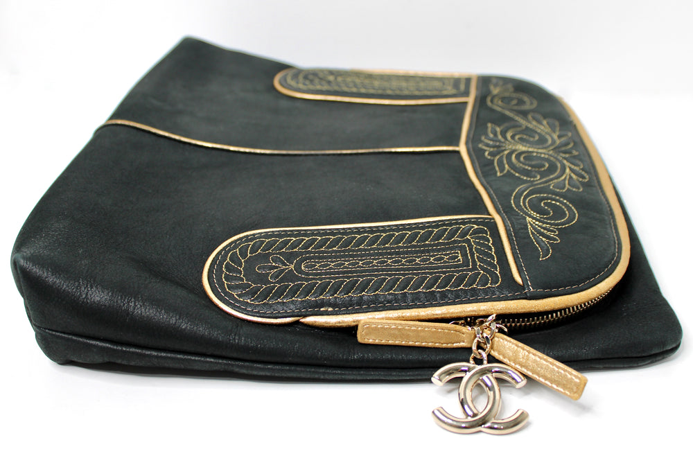 Chanel Paris-Salzburg Black Iridescent & Gold Hunting Backpack 2015