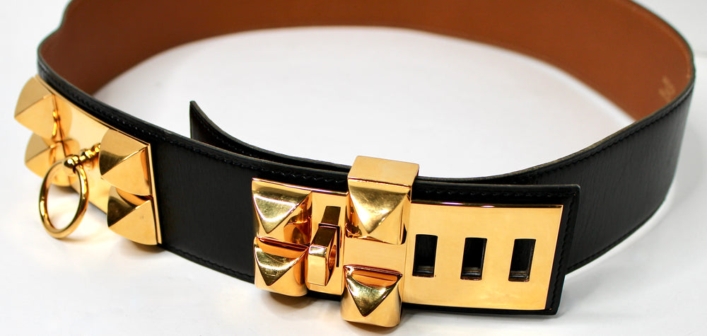 Hermès Black Leather Collier de Chien 50 Belt – Vintage by Misty