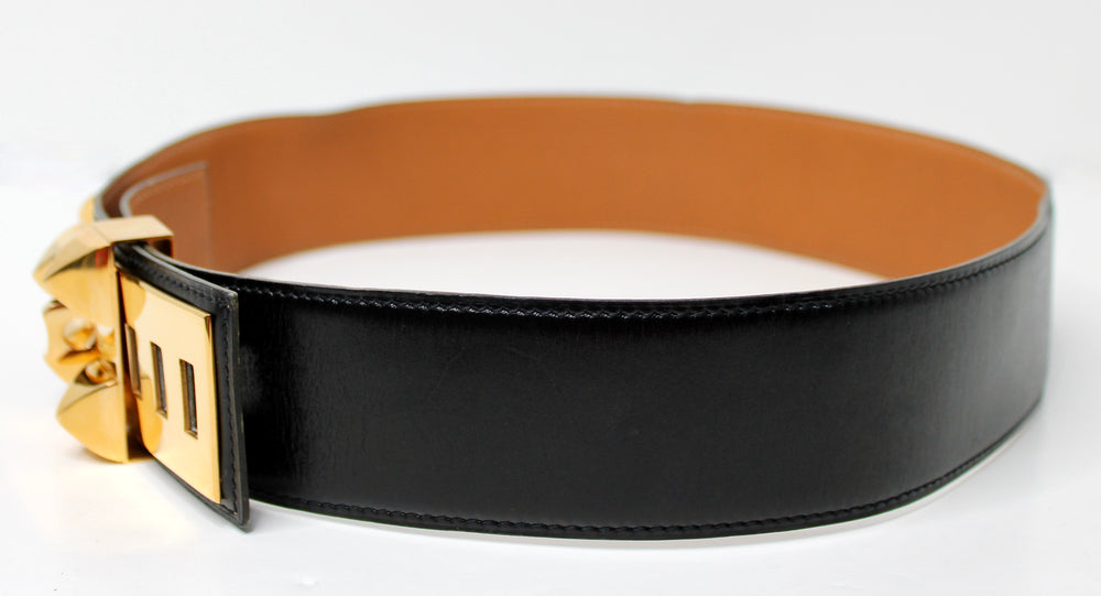 Hermès Black Leather Collier de Chien 50 Belt – Vintage by Misty