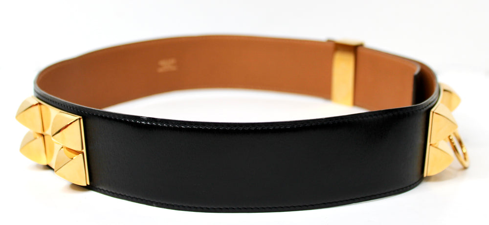 Hermès Black Leather Collier de Chien 50 Belt – Vintage by Misty
