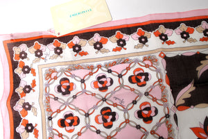 Emilio Pucci Pink, Orange & Brown Print Cotton Scarf