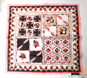 Emilio Pucci Pink, Orange & Brown Print Cotton Scarf