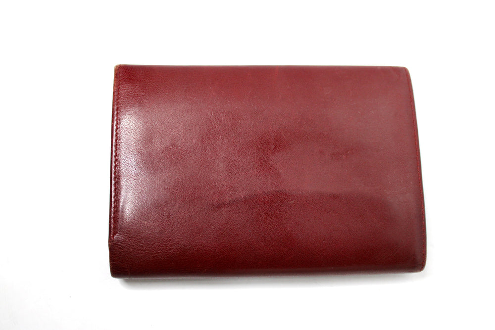 Cartier Must de Cartier Burgundy Trifold Leather Wallet circa 1980s