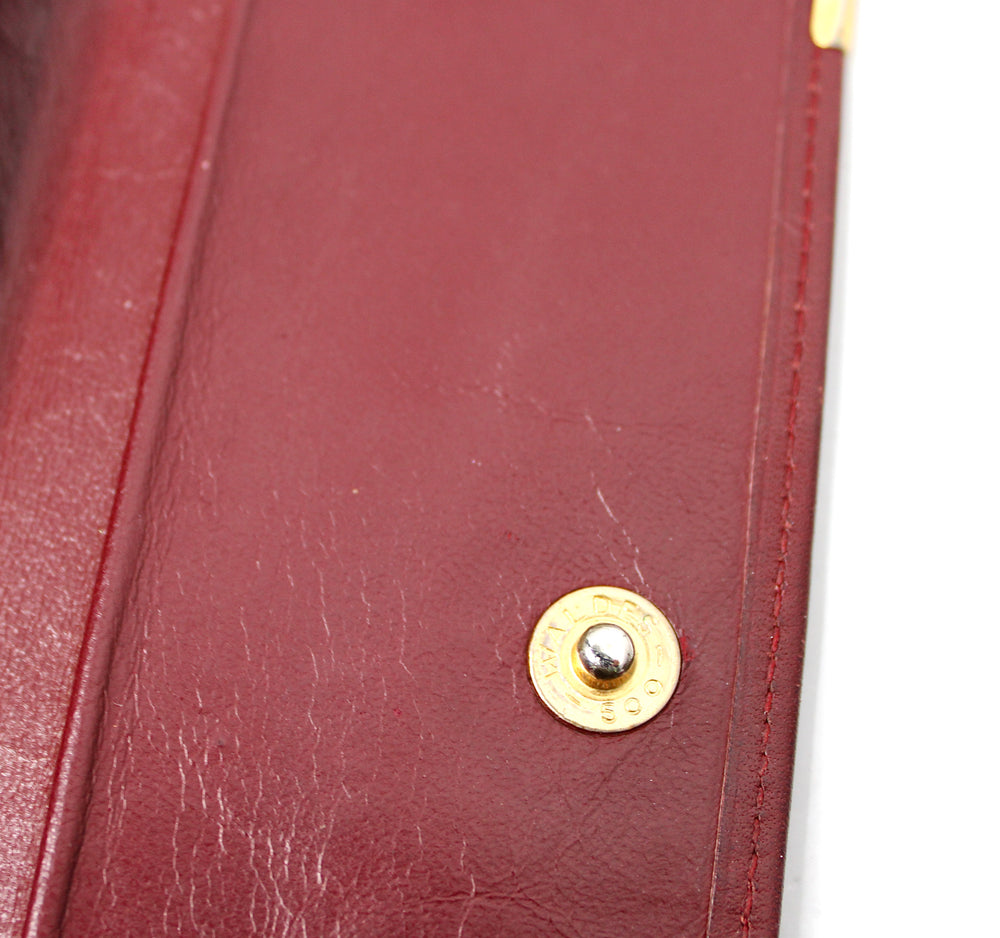 Cartier Must de Cartier Burgundy Trifold Leather Wallet circa 1980s