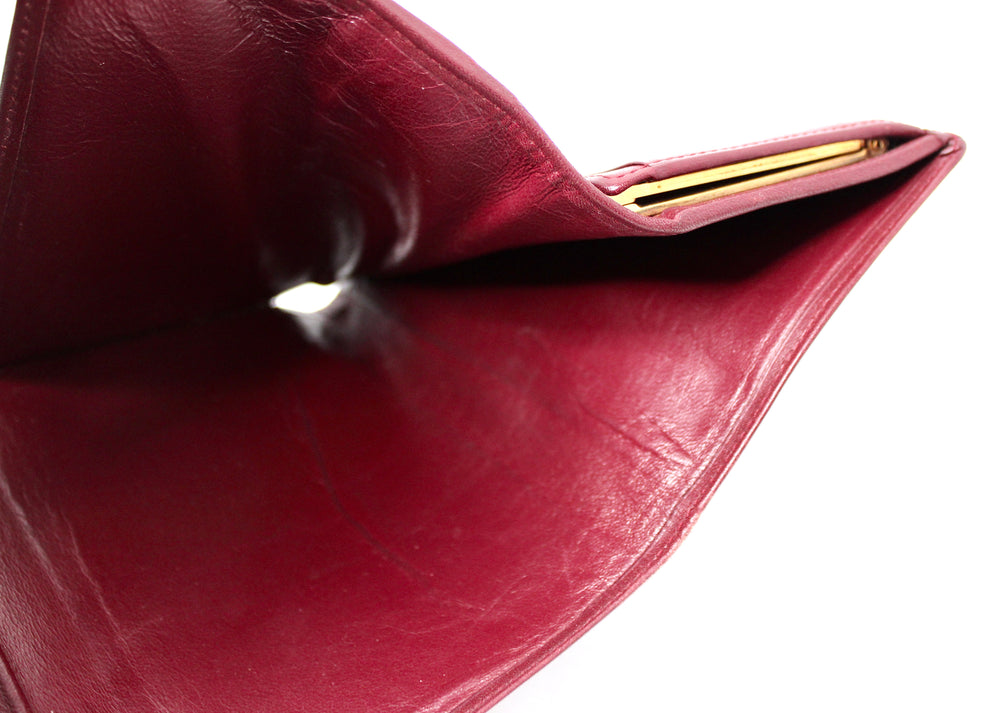 Cartier Must de Cartier Burgundy Trifold Leather Wallet circa 1980s