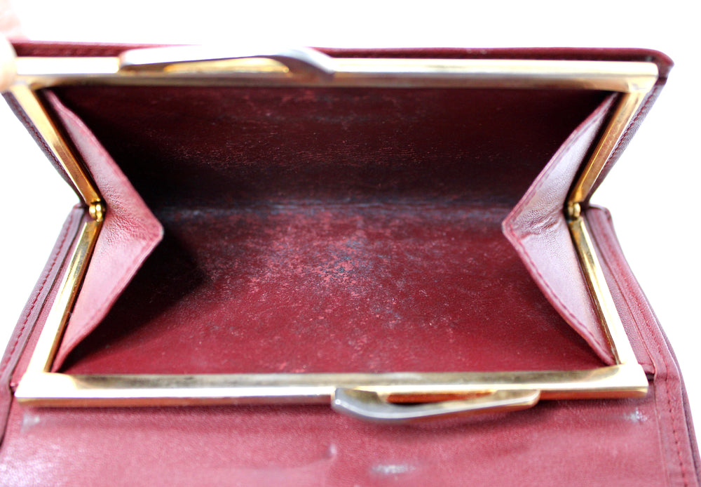 Cartier Must de Cartier Burgundy Trifold Leather Wallet circa 1980s