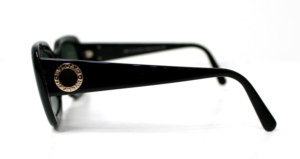 Bulgari Black Rectangular Frame Grey Tinted Sunglasses