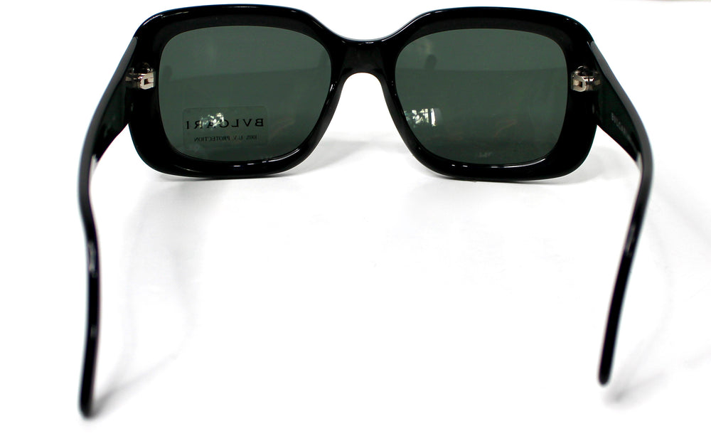 Bulgari Black Rectangular Frame Grey Tinted Sunglasses