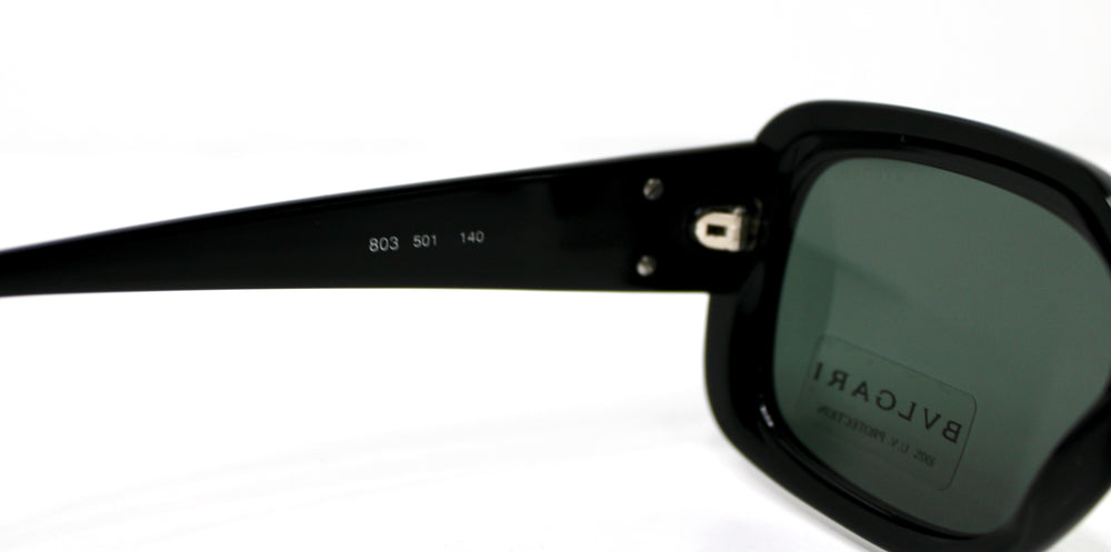 Bulgari Black Rectangular Frame Grey Tinted Sunglasses