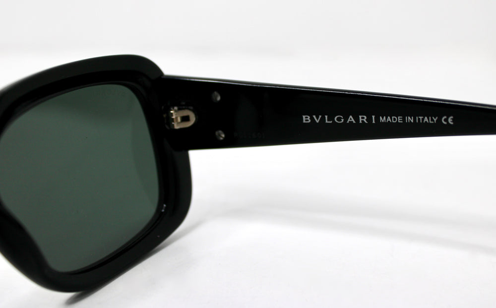 Bulgari Black Rectangular Frame Grey Tinted Sunglasses