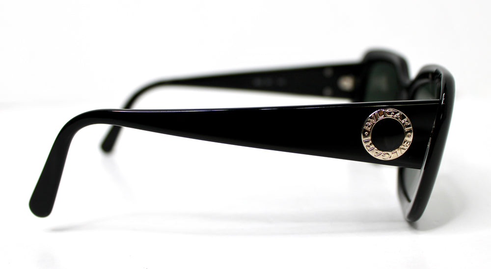Bulgari Black Rectangular Frame Grey Tinted Sunglasses