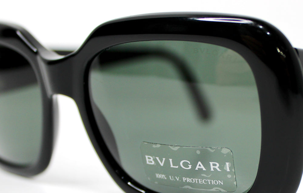 Bulgari Black Rectangular Frame Grey Tinted Sunglasses