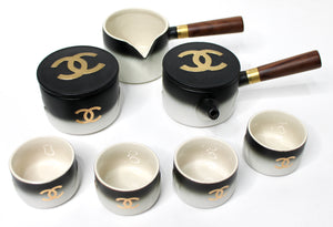 Chanel Black & Gold-Tone Porcelain Coffee & Tea Set – Vintage by Misty