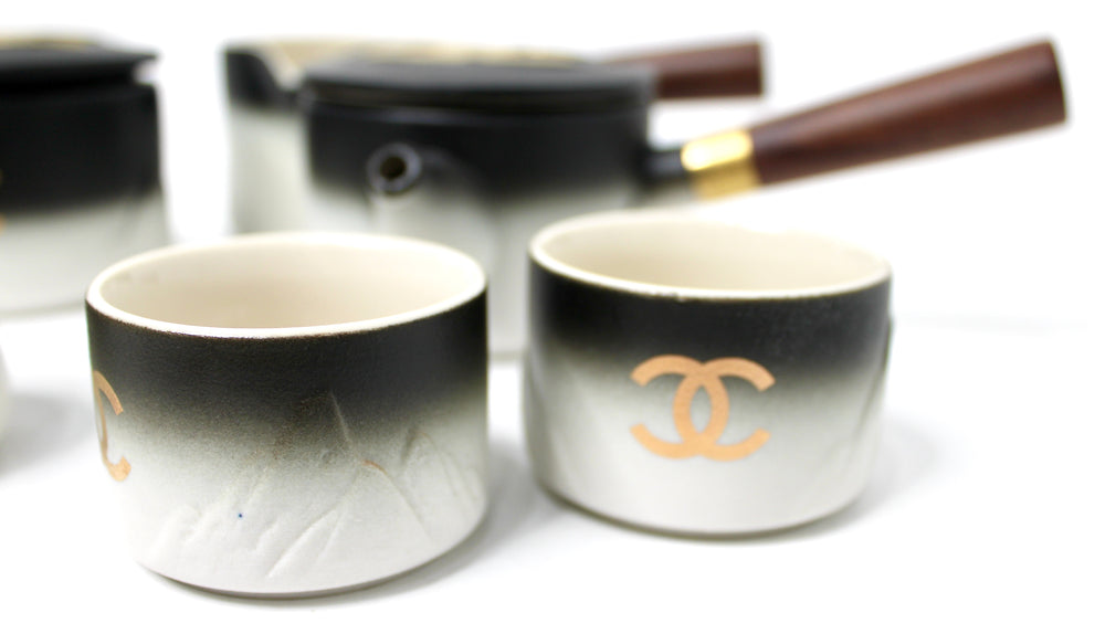 Chanel Black & Gold-Tone Porcelain Coffee & Tea Set