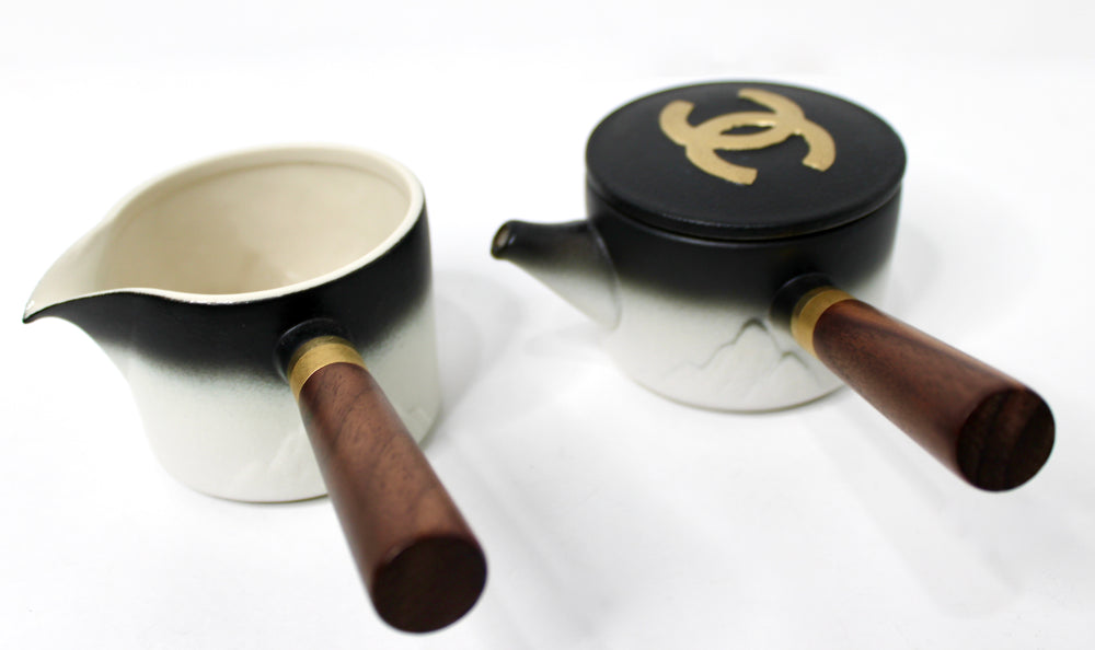 Chanel Black & Gold-Tone Porcelain Coffee & Tea Set