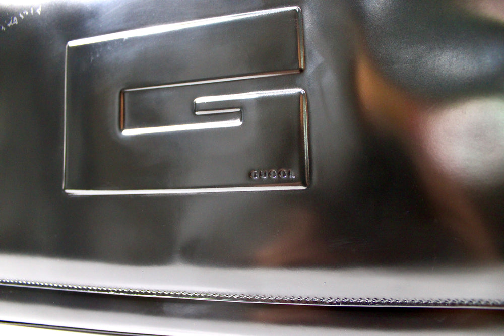 Tom Ford for Gucci Black Patent Leather G Square Shoulder Bag circa s1990s