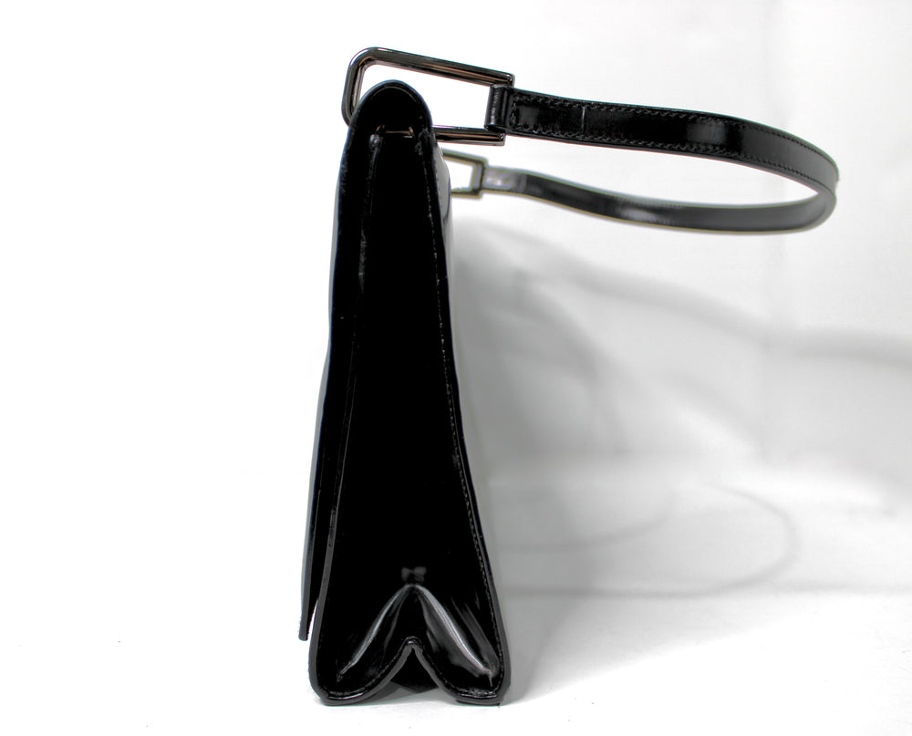 Tom Ford for Gucci Black Patent Leather G Square Shoulder Bag circa s1990s