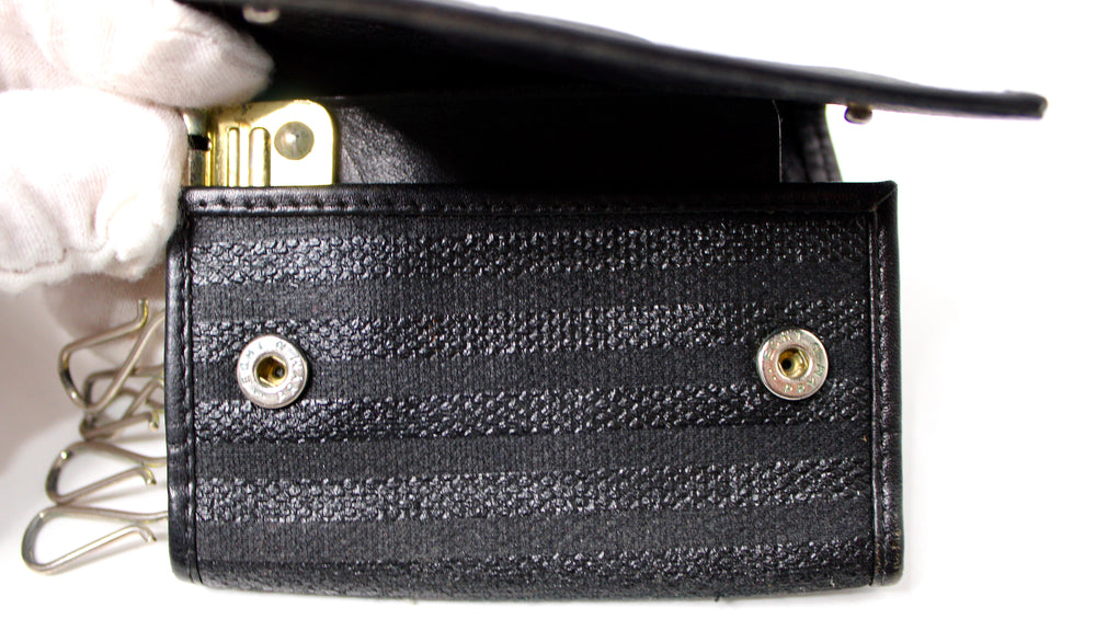 Fendi Black Leather & Coated Canvas 8-Key Case