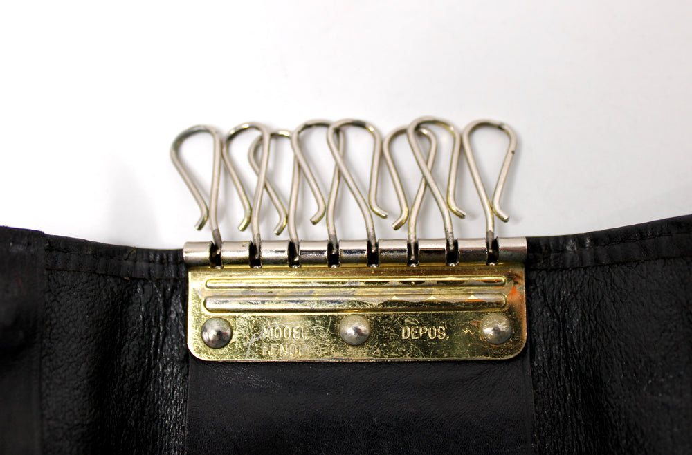 Fendi Black Leather & Coated Canvas 8-Key Case