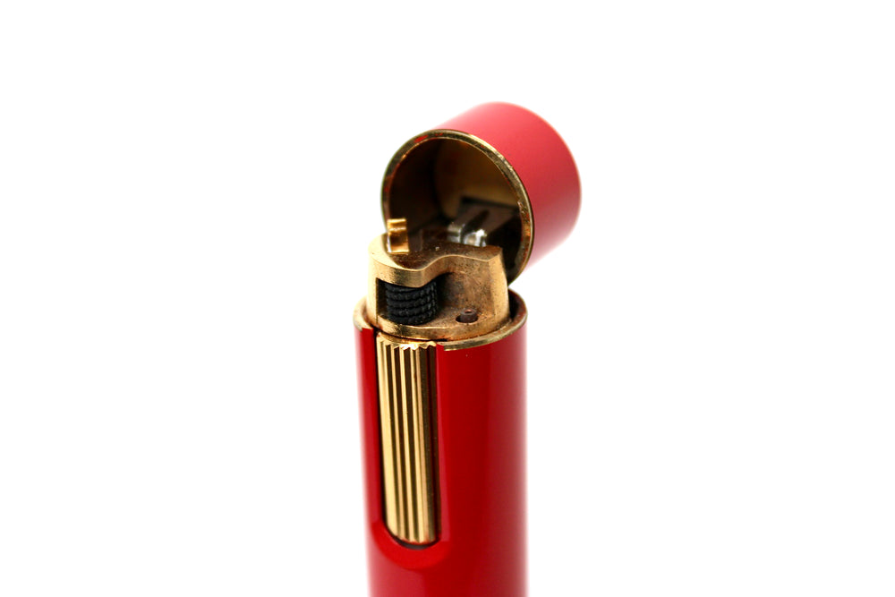 Maruman Red Lacquer Cylinder Lighter circa 1970s