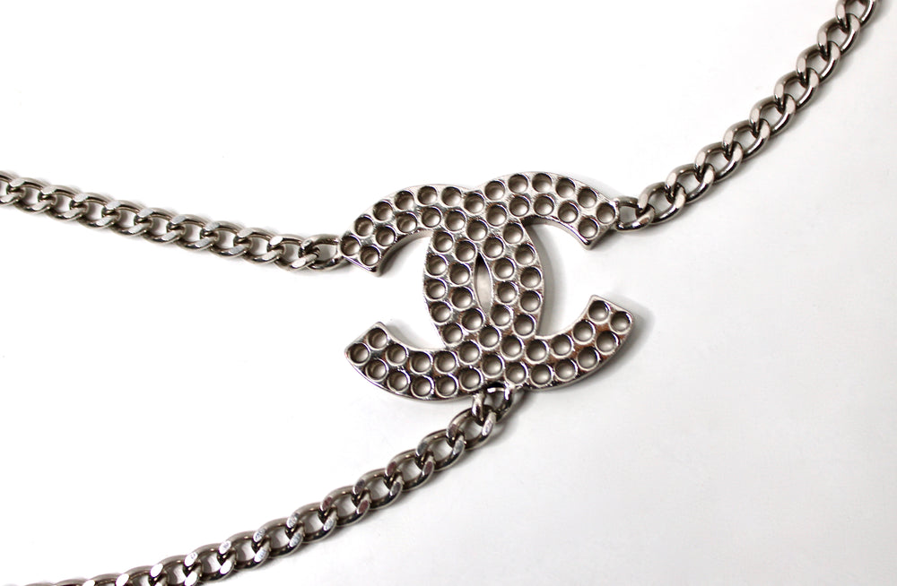 Chanel Coco Mark Silver-Tone Chain Waist Belt