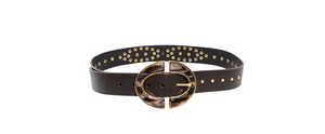 Roberto Cavalli Brown Leather Studded Belt