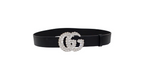 Gucci Black Leather Crystal Belt
