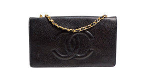 Chanel Black Leather CC Embossed Crossbody WOC